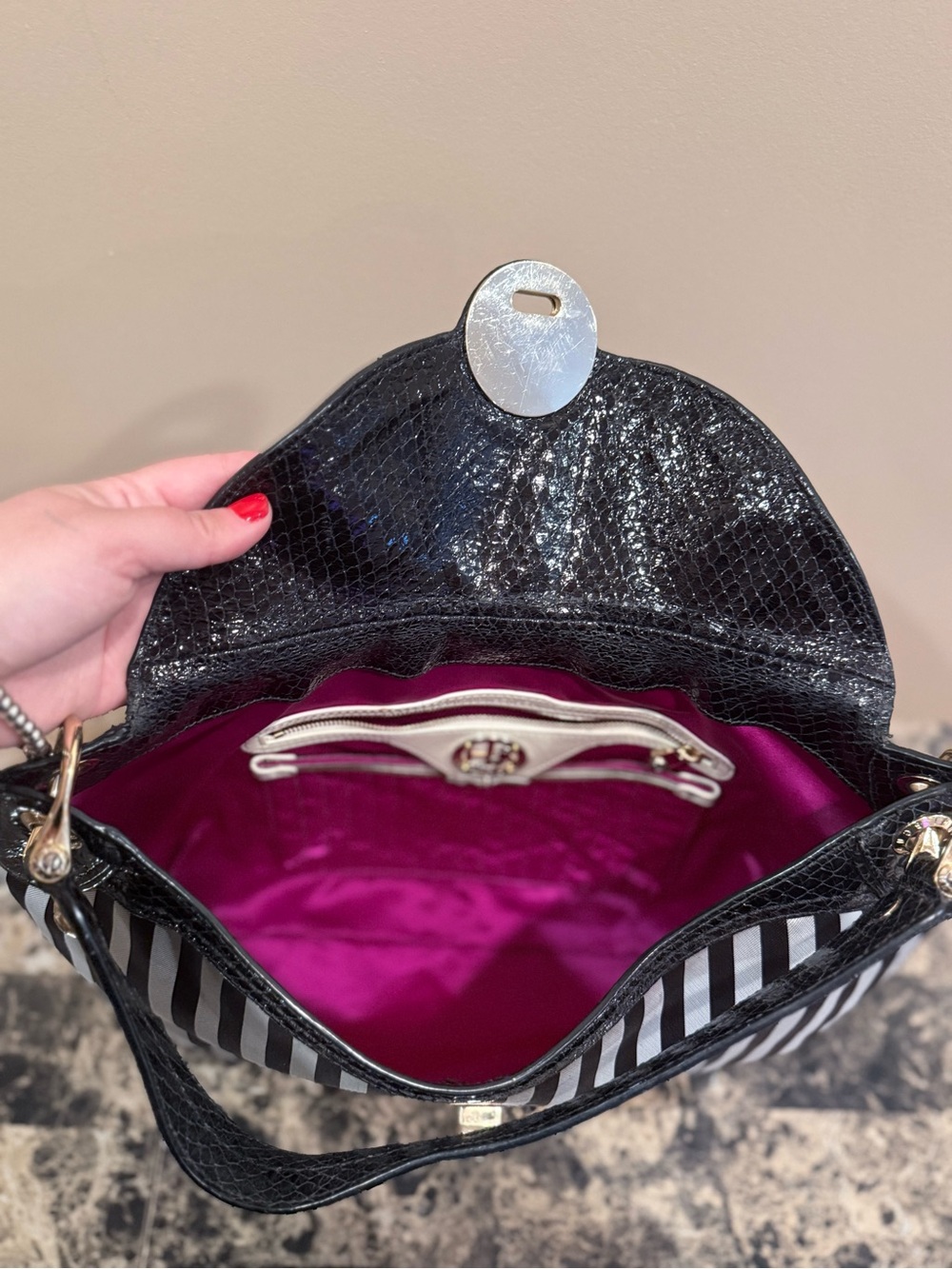 Henri Bendel 712 5th Ave Centennial Striped Hobo Bag - Picture 11 of 14